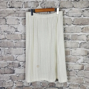 Vintage Sears Knit Midi Skirt Ivory Gathered Waist Size 16 Measures Smaller